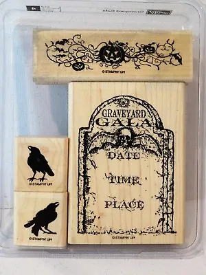 Stampin Up GRAVEYARD GALA Stamps Halloween Tombstone Crow Raven • $25