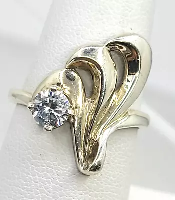 Kabana Vintage Sterling Silver Openwork Swirl Cubic Zirconia Ring Size 8 • $24.99