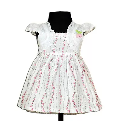 Baby Girls Flower Cotton Dress In Lilac Pink 3-6 6-9 9-12 12-18 18-24 Months • £7.99