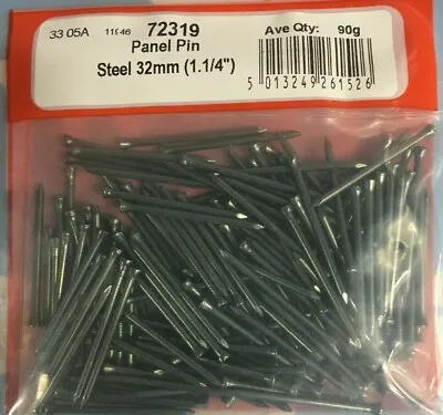 90g Panel Pin Steel 32mm Tacks Wood Frame Floor Nails Fixing  DIY Repair 72319 • £1.99