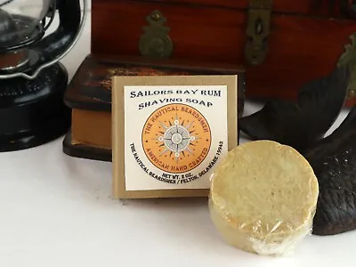 Shaving Soap Disk 2oz Nautical Beardsmen's Bay Rum Handmade Natural Soap • $7.15