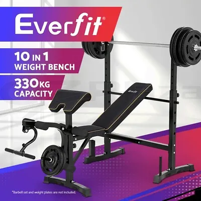 Everfit 10 In 1 Weight Bench Adjustable Home Gym Station Bench Press 330KG • $169.95