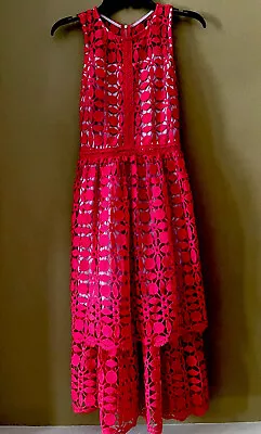 RYAN MICHELLE  S/ LESS DRESS CROCHET TRUE-RED Size M New With NORDSTROM TAG. • $64.99