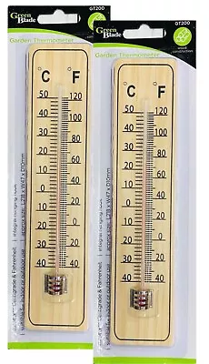 2 X Large Wooden Hanging Outdoor Thermometer Gauge For Garden Greenhouse • £5.99