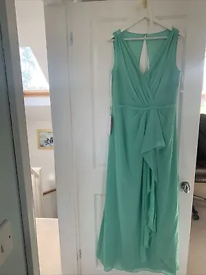 £43 • Buy JJS House A-Line V-Neck Floor Length Chiffon Bridesmaid Dress Turquoise Size 14