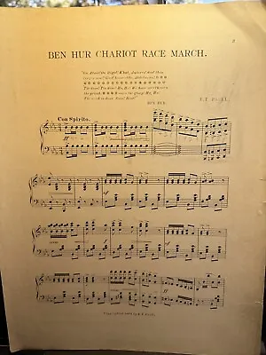 Sheet Music Partial: E.T. Paull BEN HUR CHARIOT RACE All Pages Here No Covers • $6