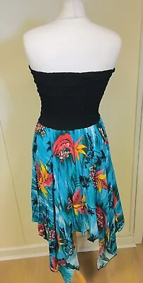 Jamaican Beach Dress Onesize In Turquoise Floral & Black  • £25