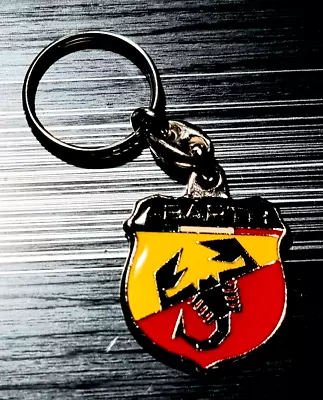 Abarth Keyring Logo 2000er Years Silver Glazed - Dimensions 32x37mm • $30.87