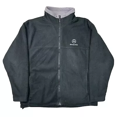 Mercedes Benz Fleece Jumper Full Zip Vintage Racing Retro Grey Black Mens XL • $36.98