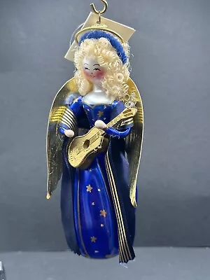 VTG Christopher Radko STAR ANGEL Italian Ornament Blue Blonde Guitar 96-081-0 • $139