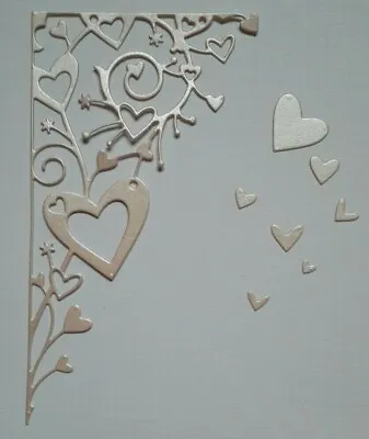 Memory Box Valentine Corner Heart Die Cuts X 6 Pearlescent Pink Mothers Day • £1.80