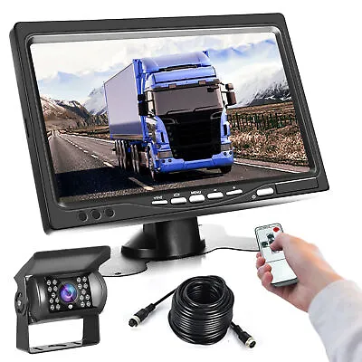 Car Reversing Camera 4Pin + 7  LCD Monitor Truck Bus Van Rear View Kit DC 12V UK • £36.95