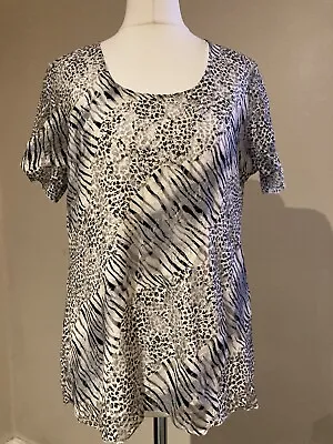 £1.50 • Buy Forever Top By Michael Gold L Polyester Lined Stretch Top Blouse Mesh Animal VGC