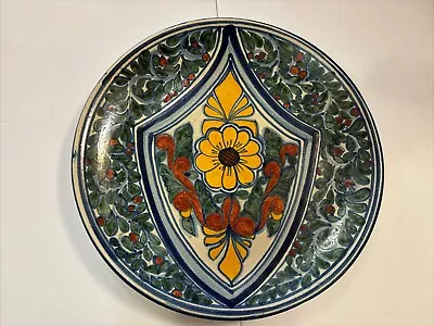 Vintage Mexican Folk Art Pottery Clay ~Plate/Handpainted Wall Hanging • $24.99