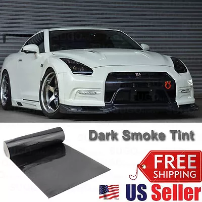 12 X84  Gloss Dark Black Smoke Tint Film Lens Vinyl Wrap Taillight Headlight  • $12.29