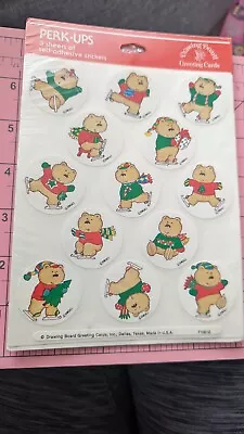 Vintage Stickers Drawing Board Perk Ups Christmas Bear 3 Sheets New In Pack READ • $9