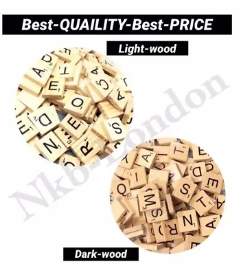 100 Wooden Scrabble Tiles Black Letters Tiles For Crafts Wood Alphabets Toy UK • £1.45