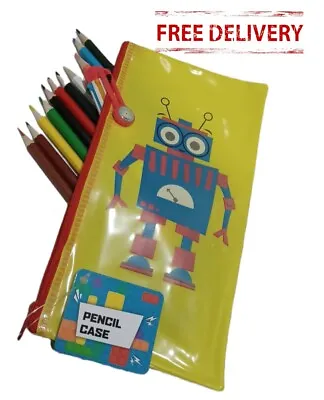 NEW ROBOT PENCIL CASE Coloured Stationary School For Kids • £2.60