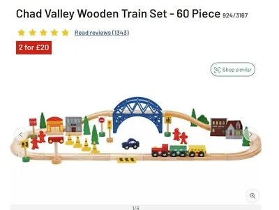 Chad Valley Wooden Train Set - 60 Piece - Preschool Children's Toy New And Boxed • £16