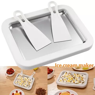 Ice Cream Maker Pan With 2 Scrapers Plate Multifunctional Cold Sweet Food Plate☤ • $28.69