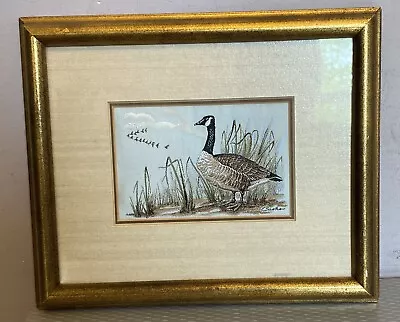 Vintage J&J Cash Coventry Weaver CANADA GOOSE Woven Silk Framed Duck 7.5x9.5  • £14.43