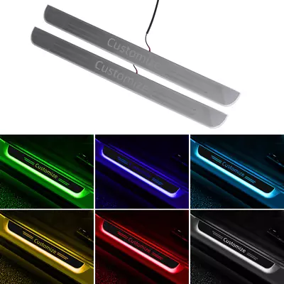 $110.19 • Buy 2PCS Car Door LED Customized Logo Size Sill Scuff Plate Pedal Welcome Light