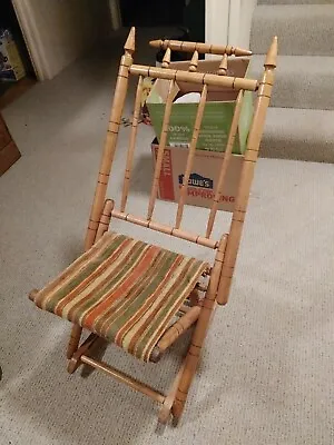 Antique Primitives 34  Manhattan Bamboo Turned Carpet Folding Rocking Chair • $249.99
