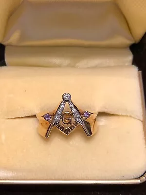 10KT Masonic Ring With Diamonds • $250