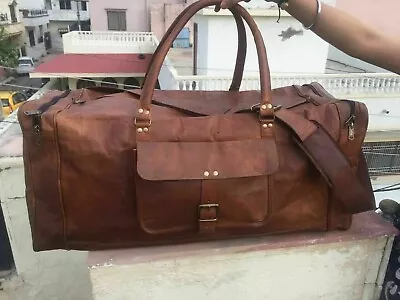 Bag Leather Travel Duffle Weekend Holdall Large Luggage Gym Sports Overnight Men • £50.40