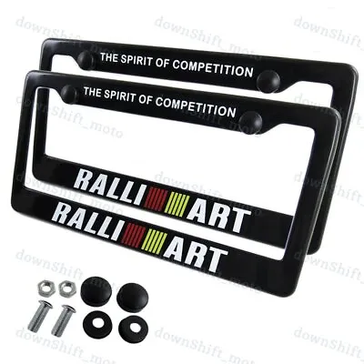 2pc RALLIART Car Black License Plate Frame With Caps For Mitsubishi EVO Eclipse • $11.77