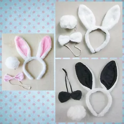 3pc Rabbit Set Bunny Ears Bow Tie And Tail Book Week Fancy Dress Costume • £5.99