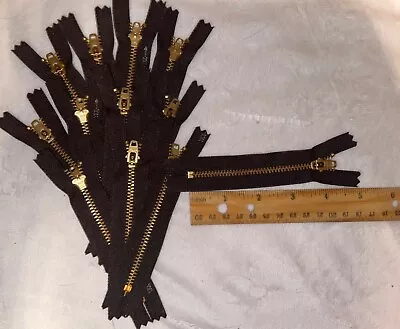 Lot 2 Dozen (24 Pieces) Black Gold Metal Teeth YKK Zippers Zipper Short 4  Long • $8.46