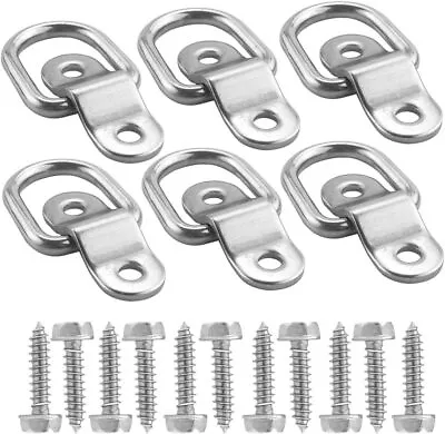 6PCS D Ring 1200bls Breaking Strength Tie Down Anchors 1/4  Stainless Steel • $22.49