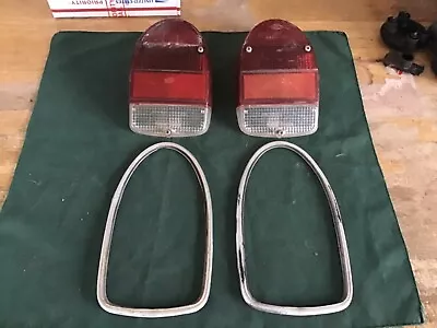 Used Pr.Hella#THK3VW#113945242AH Red/Clear Tail Lamp Lens 70-72 Beetle 4-Parts! • $25