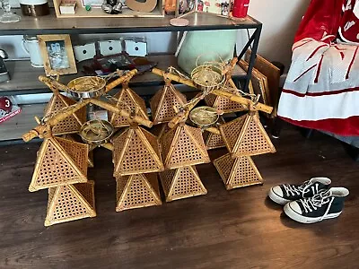 Rare Mid-Century Pyramid Bamboo Chandelier • $500