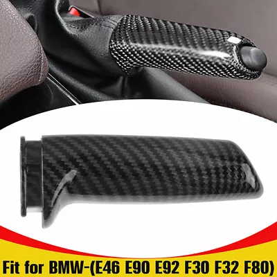 Front Handbrake Brake Handle Cover Carbon Fiber Look For BMW E46 E60 E90 E92 F30 • $12.99