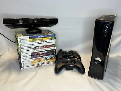 XBOX 360 Console - 2 Controllers - Kinect - 12 Games - Disney UFC Star Wars PGR • $199.99