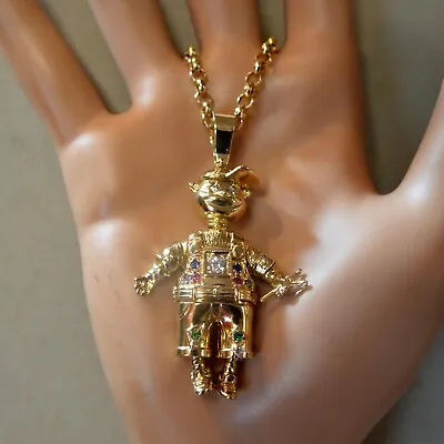 9 Ct GOLD Second Hand Stone Set Movable Rag Doll Pendant & Chain • £899
