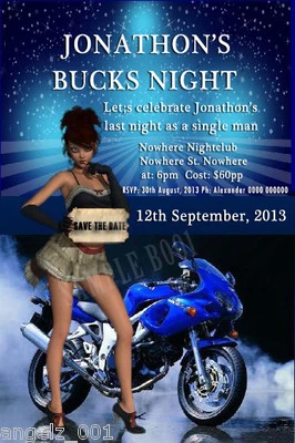 $10 • Buy 10 Personalised Bucks Night, Save The Date, Birthday Party Invitations + Magnets