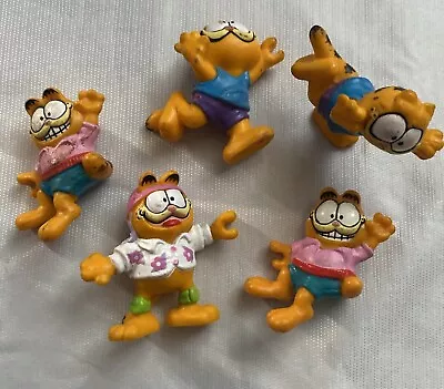 Vintage VTG Garfield PVC Figures Lot Of 5 Skateboard Exercise Rare 1978-1981 • $10.99