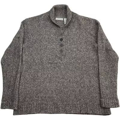 $26.95 • Buy Orvis Womens Yak Wool Blend Heathered Brown Large 3 Button Soft Collared Sweater
