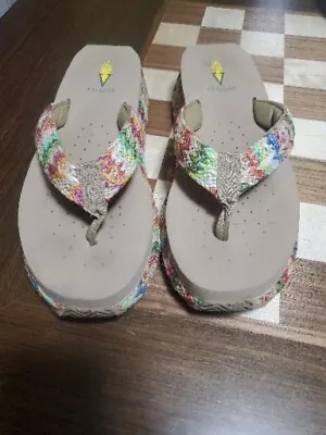 Volatile Women Wedge Flip Flops Summer Beach Size 10 Rainbow Color • $10