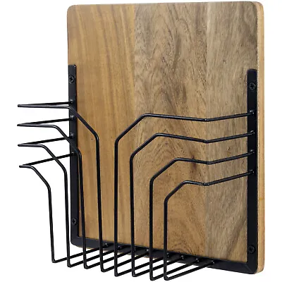 Brown Wood And Black Metal Magazine Display Rack Office Document File Holder • $32.99