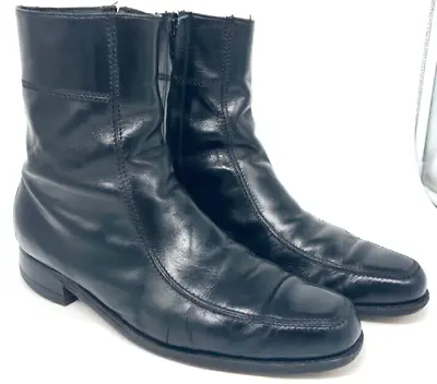 Vintage Florsheim Men's Classic Boot Size 9.5 C Black Leather Beatle Elvis • $98.97