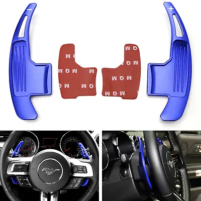 Blue Aluminum Steering Wheel Paddle Shifter Extensions For 2015-23 Ford Mustang • $26.09