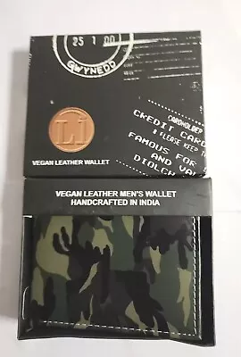 MEN'S Vegan Leather Wallet Handmade In Italy NICE! Camo Card Holder Camo Wallet  • $25