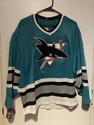 Vintage CCM Maska Air-Knit San Jose Sharks Jersey Teal Size Large • $52.99