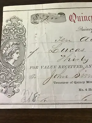 1858 Quincy Mining Company Scrip • $150