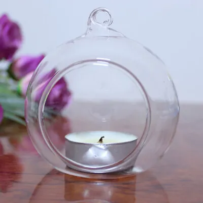 36x Glass Balls Hanging Fillable Baubles Wedding Table Candle Tealight Holder UK • £10.95