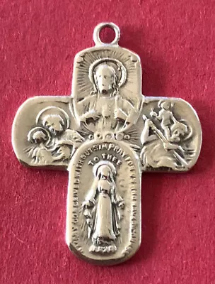 Vintage Catholic Religious Medal - STERLING - SCAPULAR -   PLEASE CALL PRIEST   • $29.99